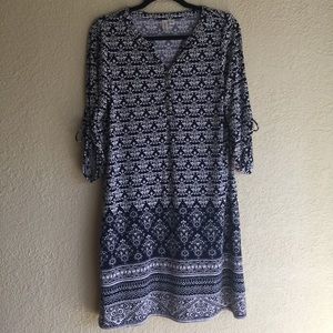 Blue and White Shift Dress